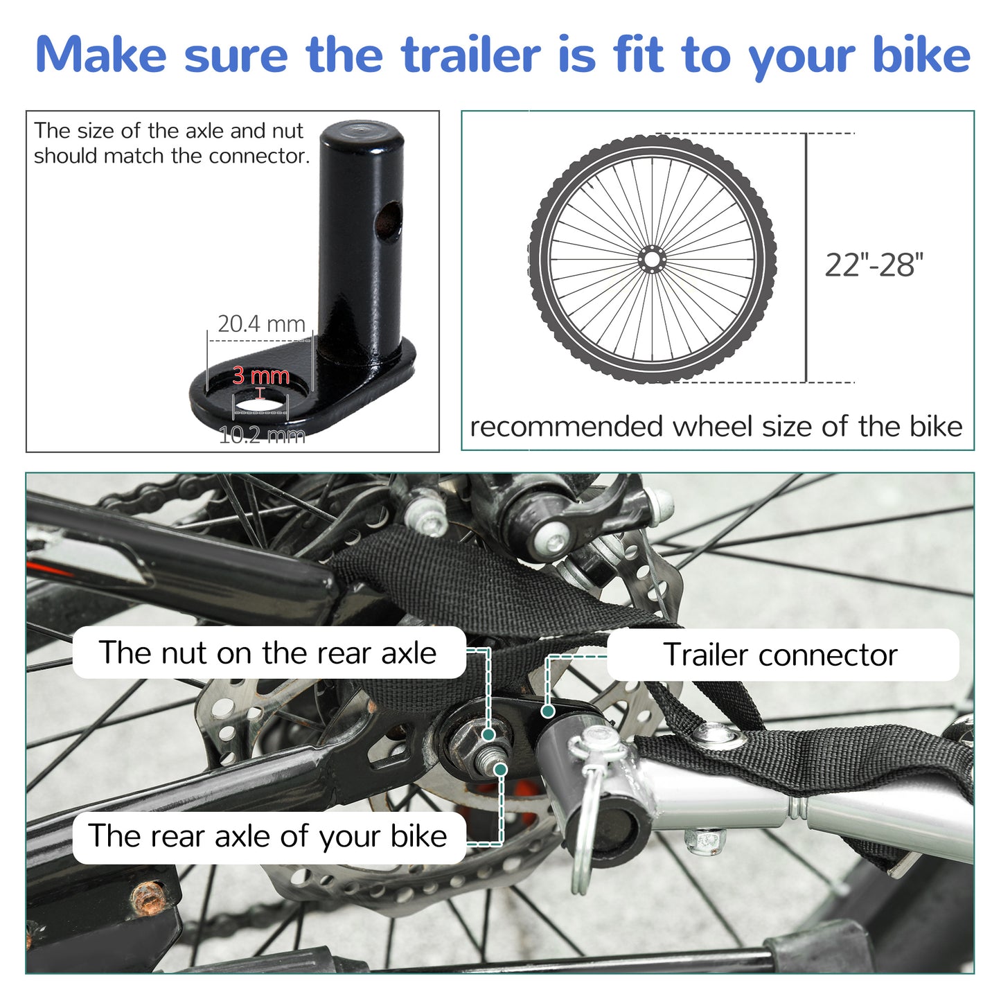 2 Seat Bike Trailer Bicycle wagon for Kids Child Steel Frame Safety Harness Seat Carrier Hitch Coupler Blue White 130 x 76 x
