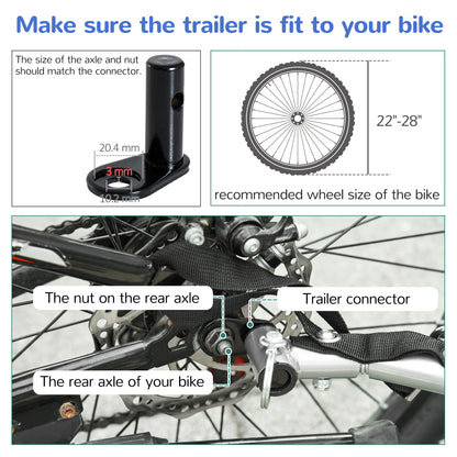 2 Seat Bike Trailer Bicycle wagon for Kids Child Steel Frame Safety Harness Seat Carrier Hitch Coupler Blue White 130 x 76 x