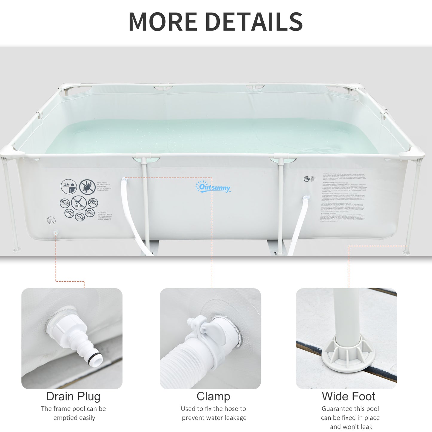 Steel Frame Pool with Filter Pump, Filter Cartridge, Rust Resistant Above Ground Swimming Pool, Grey