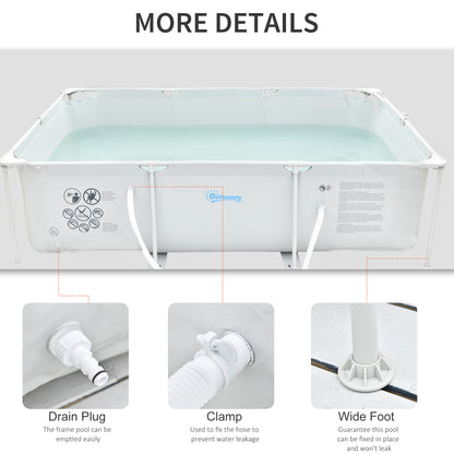 Steel Frame Pool with Filter Pump, Filter Cartridge, Rust Resistant Above Ground Swimming Pool, Grey