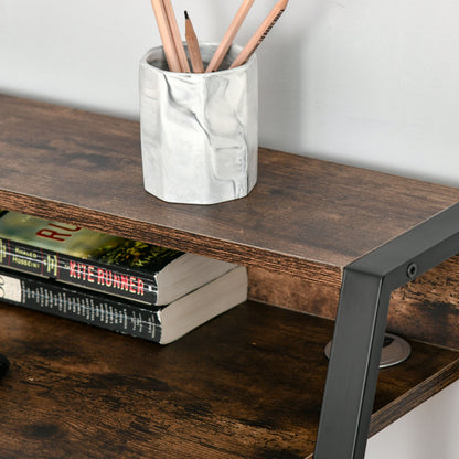 Writing Desk Computer Table Home Office PC Laptop Workstation Storage Shelf 100L x 45W cm Rustic Brown