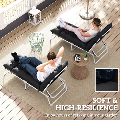 Set of Two 190 x 56cm Sun Lounger Cushions - Black