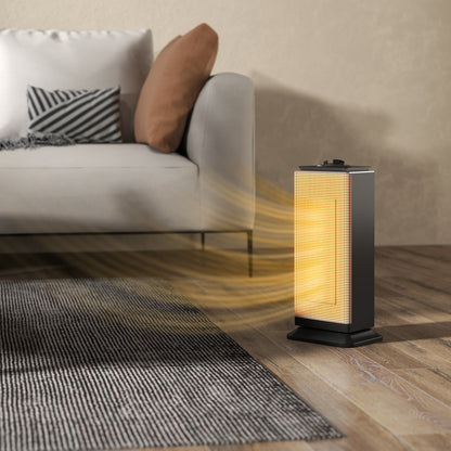 2000W Ceramic Electric Heater with Fan, Oscillation - Black