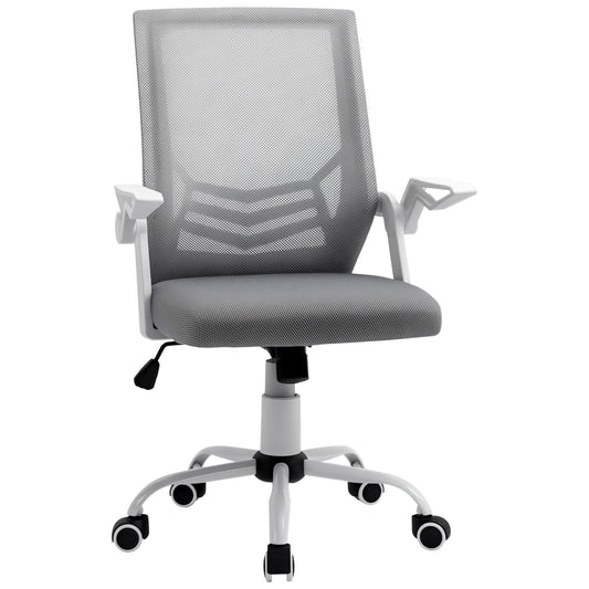 Office Chair with Flip-up Armrest, Mid Back Desk Chair with Mesh Back, Lumbar Support, Adjustable Height