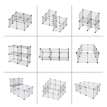 Pet Playpen DIY Small Animal Cage Enclosure Metal Wire Fence 39 Panels with 3 Doors 2 Ramps for Kitten Bunny Chinchilla Pet M