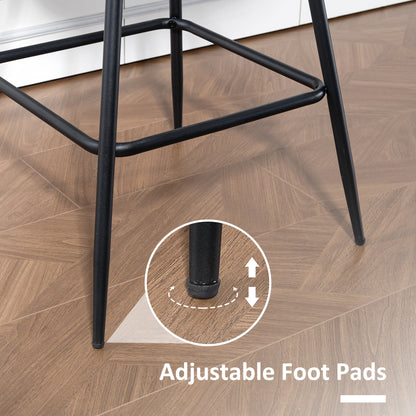 Set of 2 PU Leather Swivel Bar Stools - Brown
