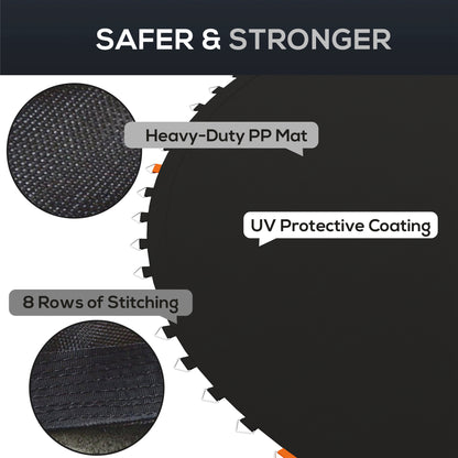 Replacement Trampoline Mat with Spring Pull Tool, 72 V-Hooks, for 12ft Trampoline using 14cm Springs, Black