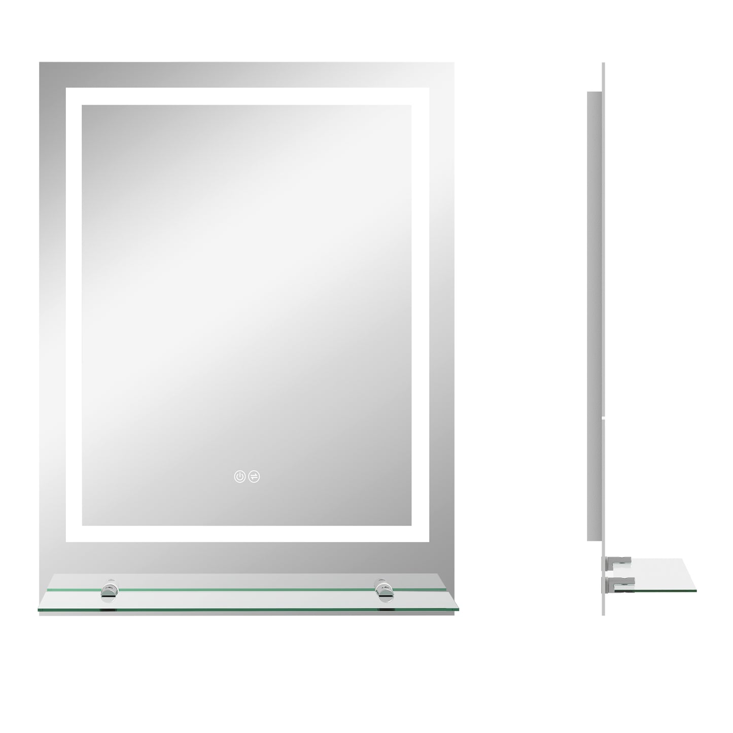 LED Bathroom Mirror with Lights and Shelf, Illuminated Makeup Mirror, Vanity Mirror with 3 Colour, Smart Touch, Anti-Fog