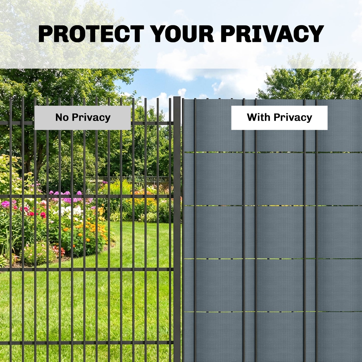 2Pcs Privacy Garden Screen Fence, UV Resistant Waterproof Windbreak Fencing, 70mx19cm, Grey