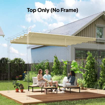 Retractable Pergola Cover, 3.5 x 2.6 m Replacement Canopy Fabric for 4 x 3 m Frame, Roof Top Only, Cream White
