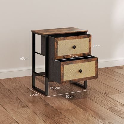 Industrial-Natural Bedside Table - Brown