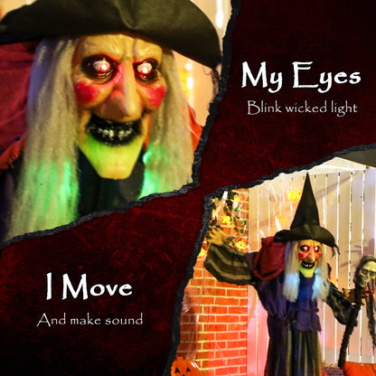 160cm Lifelike Moving Witch Decoration - Multi