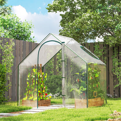 Walk In Tomato Greenhouse Garden Outdoor Mini Greenhouse Flower Planter Steel Frame with Zipped Door & Window, PVC Cover
