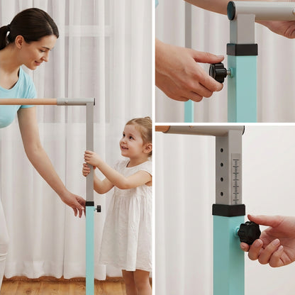 Height Adjustable Gymnastics Horizontal Bar for Kids, Children Junior Kip High Bar Fitness, Light Blue