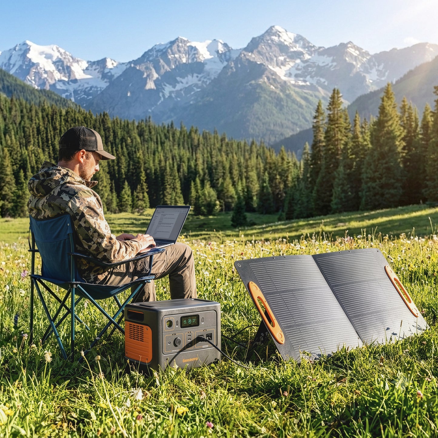 100W Portable Solar Panel, Foldable Solar Charger with USB-A & USB-C Fast Charging Output
