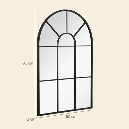 90 X 61cm Arched Grid Mirror - Black