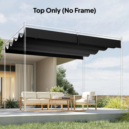 Retractable Pergola Canopy Only, 3.92 x 3.5 m, UV30+ Replacement Canopy Cover for 4 x 3 m Pergola, Dark Grey