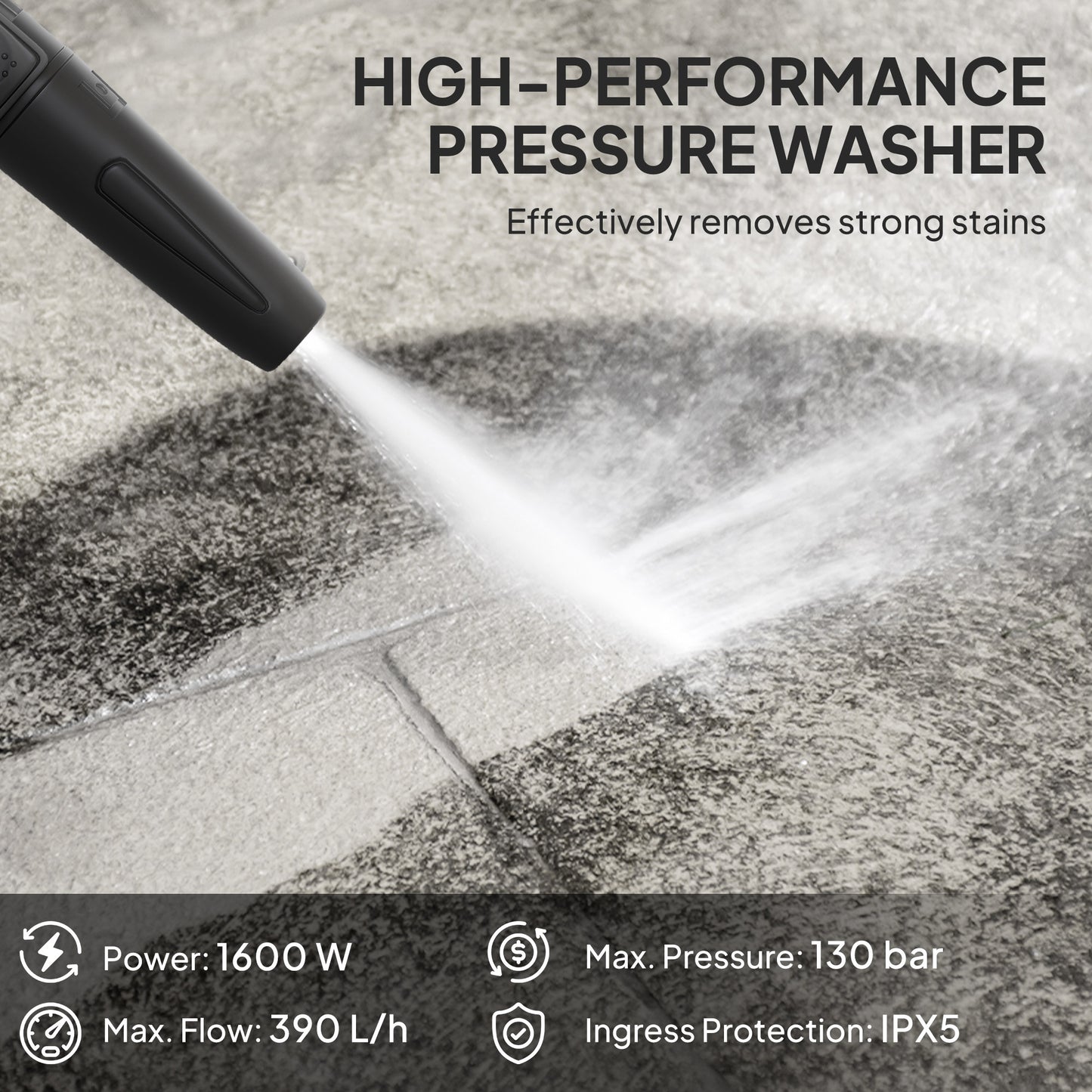 1600W 130-Bar Pressure Washer - Green