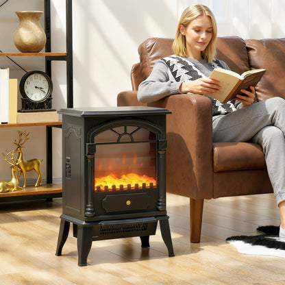 Electric Fireplace Stove Heater with 3D Flame Effect, 2000W/1000W