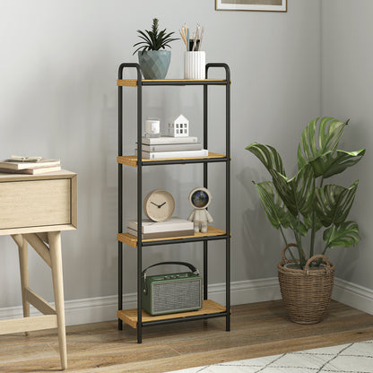 4-Tier Bamboo Bathroom Storage Shelf, Freestanding Narrow Shelving Unit