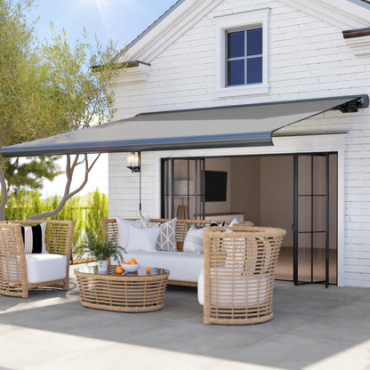 3.5 x 3 m Electric Awning with Remote Controller, Aluminium Frame DIY Retractable Awning