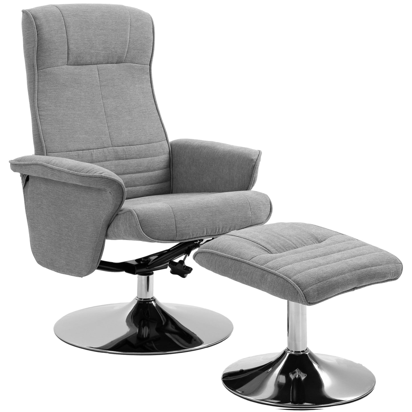 Swivel Recliner Chair with Footstool, Velvet Recliner Armchair with Ottoman, Steel Base