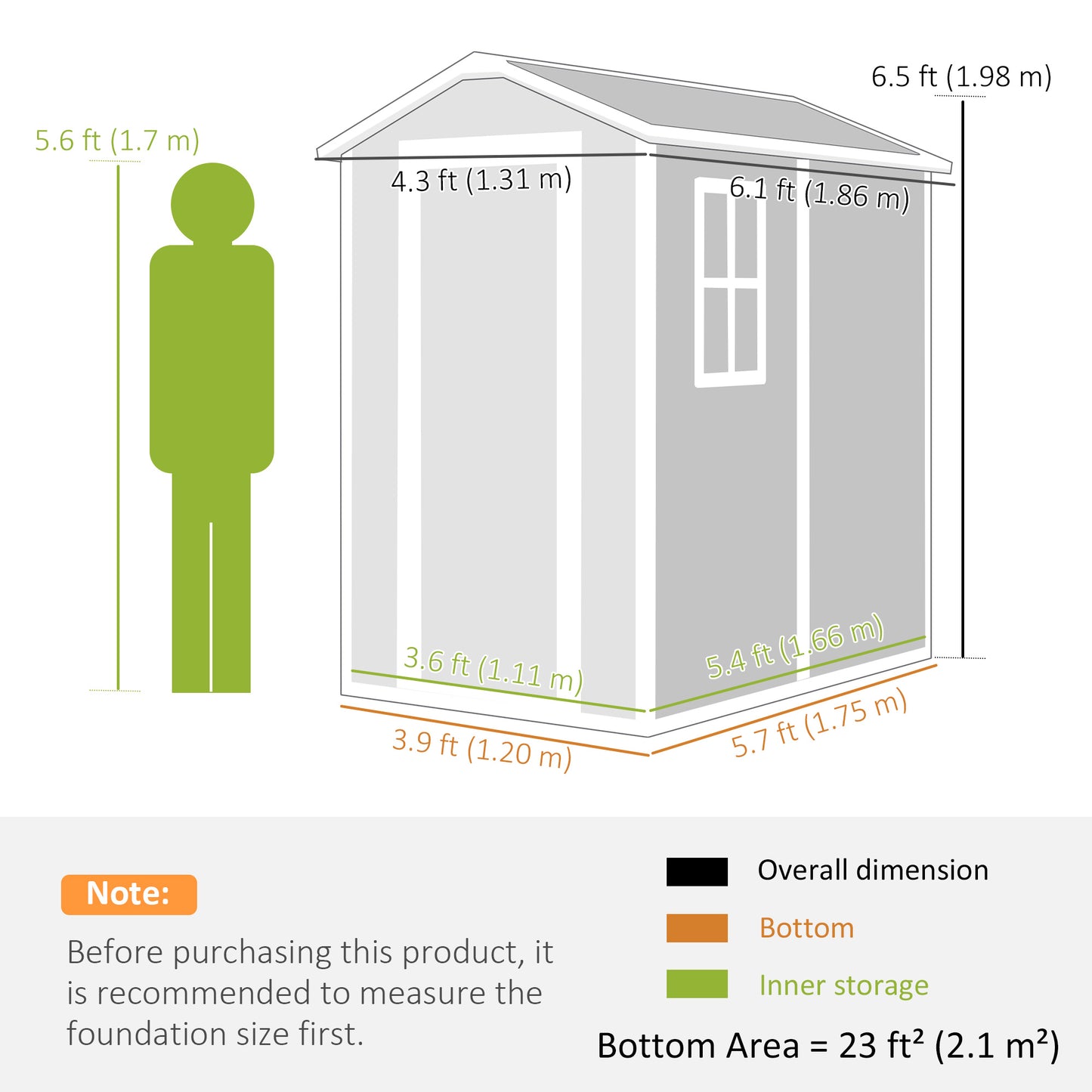 4 x 6ft Garden Shed, Plastic Shed with Floor, Window, Lockable Door and Vents, Resin Tool Shed for Outdoor Patio Storage