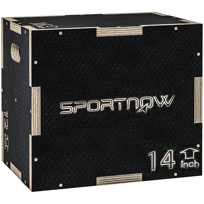 Multi-Faceted Jump Box, Wooden Step Up Box, for Home, Gym, Exercise, Black