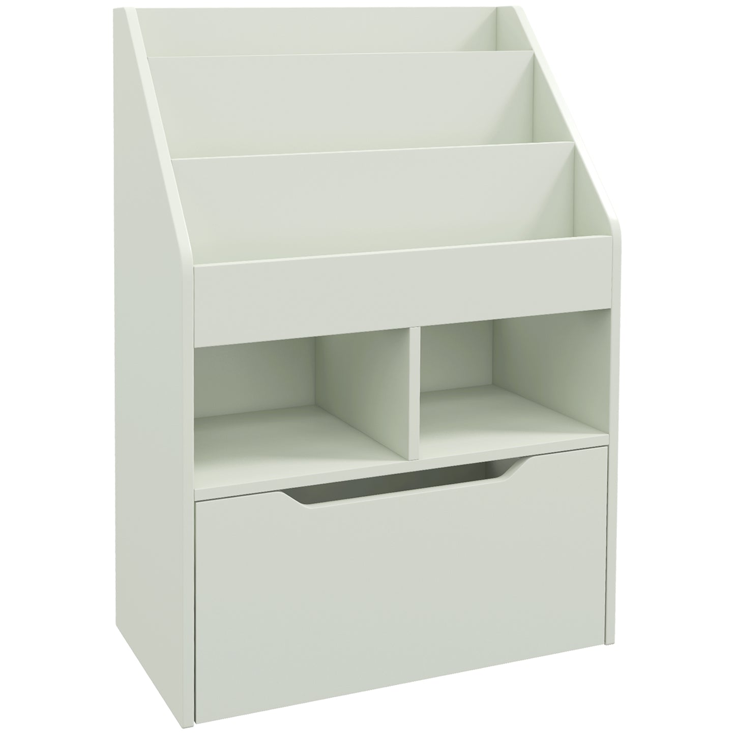 Kids Bookshelf, Toy Organiser, with Storage Drawer, Wheels - Green