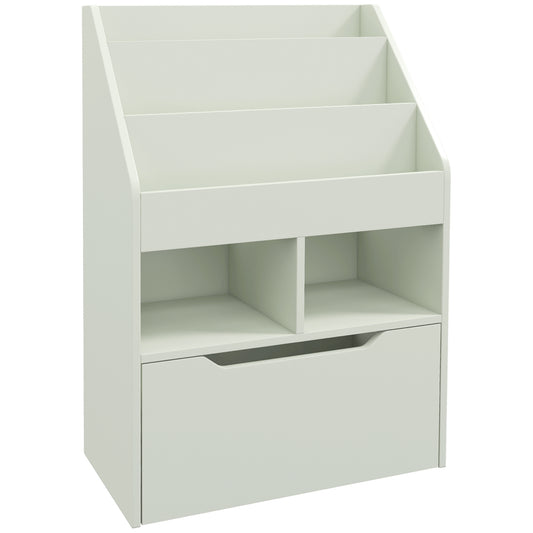 Kids Bookshelf, Toy Organiser, with Storage Drawer, Wheels - Green