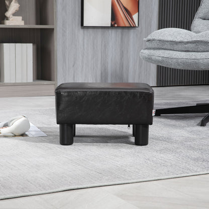 PU Leather Footstool Ottoman Cube with 4 Plastic Legs, Brown