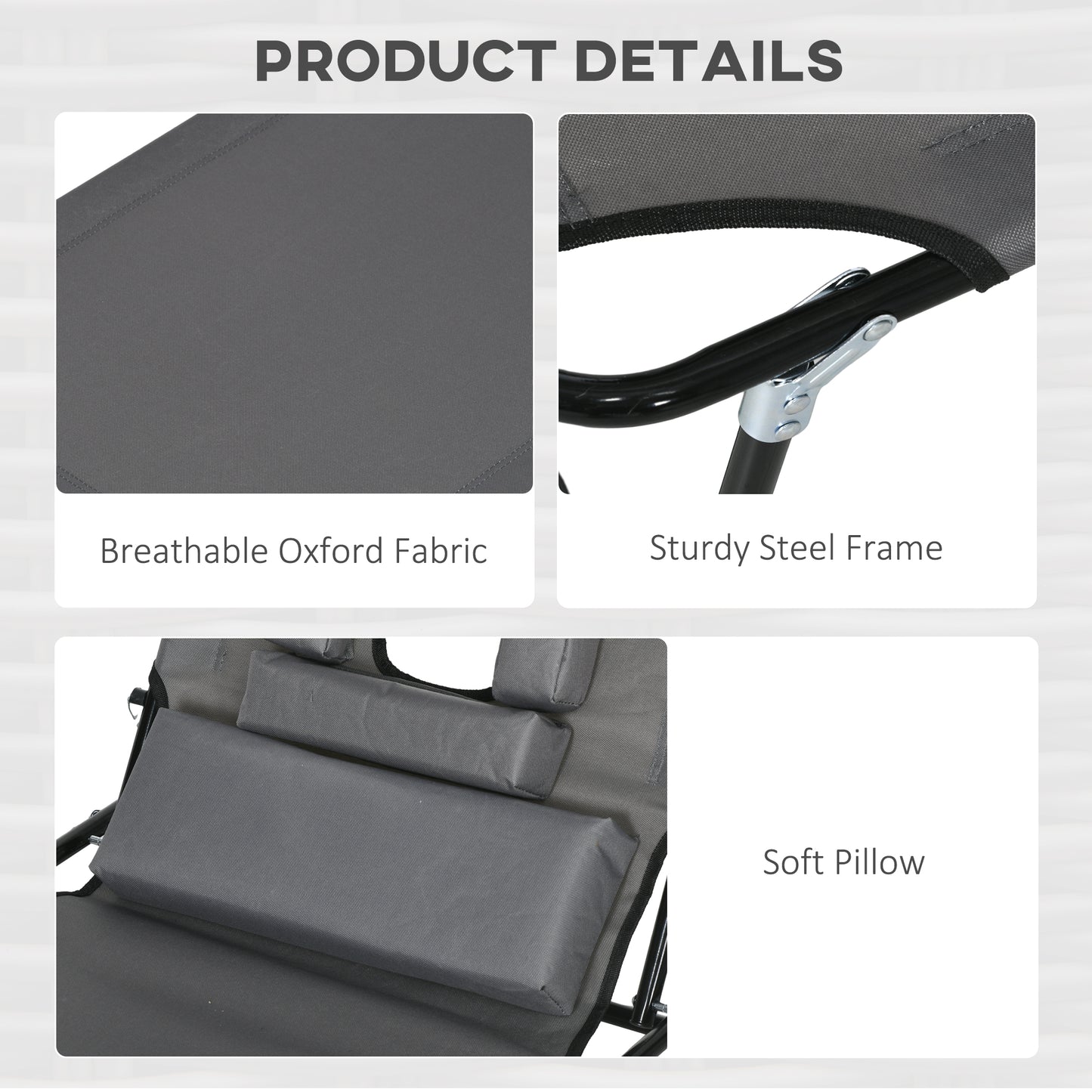 Folding Sun Loungers Set of 2 with Face Hole, 4-Position Adjustable Backrest Garden Recliner Chair Sunbed