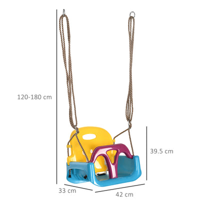3 in 1 Detachable Kids Swing Seat with Seatbelt, Adjustable Rope for Indoor, Outdoor, Light Blue