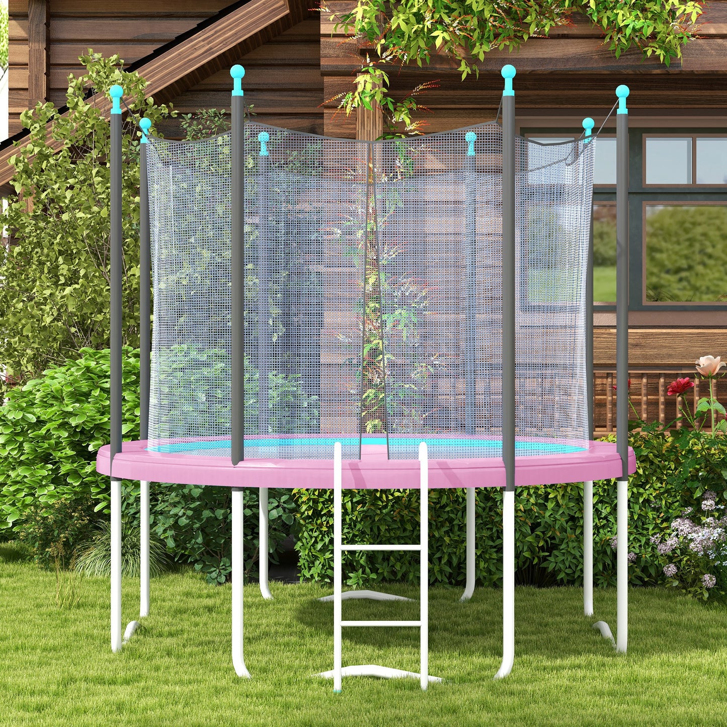 8FT Trampoline Spring Cover, Plastic Trampoline Pad Replacement with Elastic Cord, Waterproof