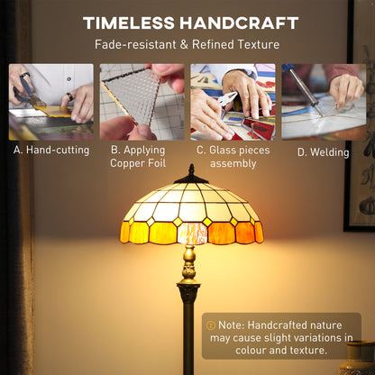 Tiffany-Style Floor Lamp with Handcrafted Stained Glass Shade