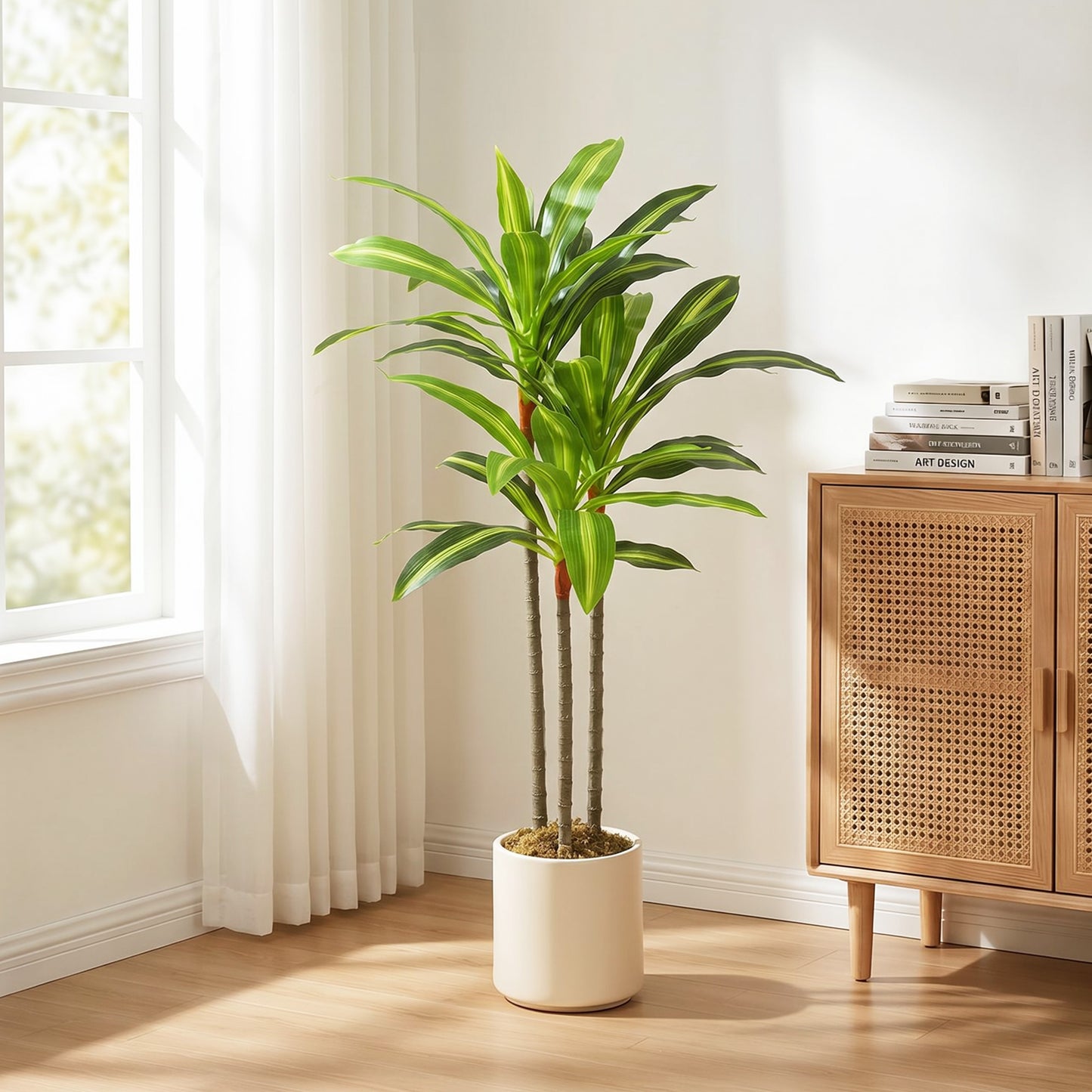 90cm Lifelike Fake Tree, Artificial Dracaena Tree with Bendable Trunks, Green