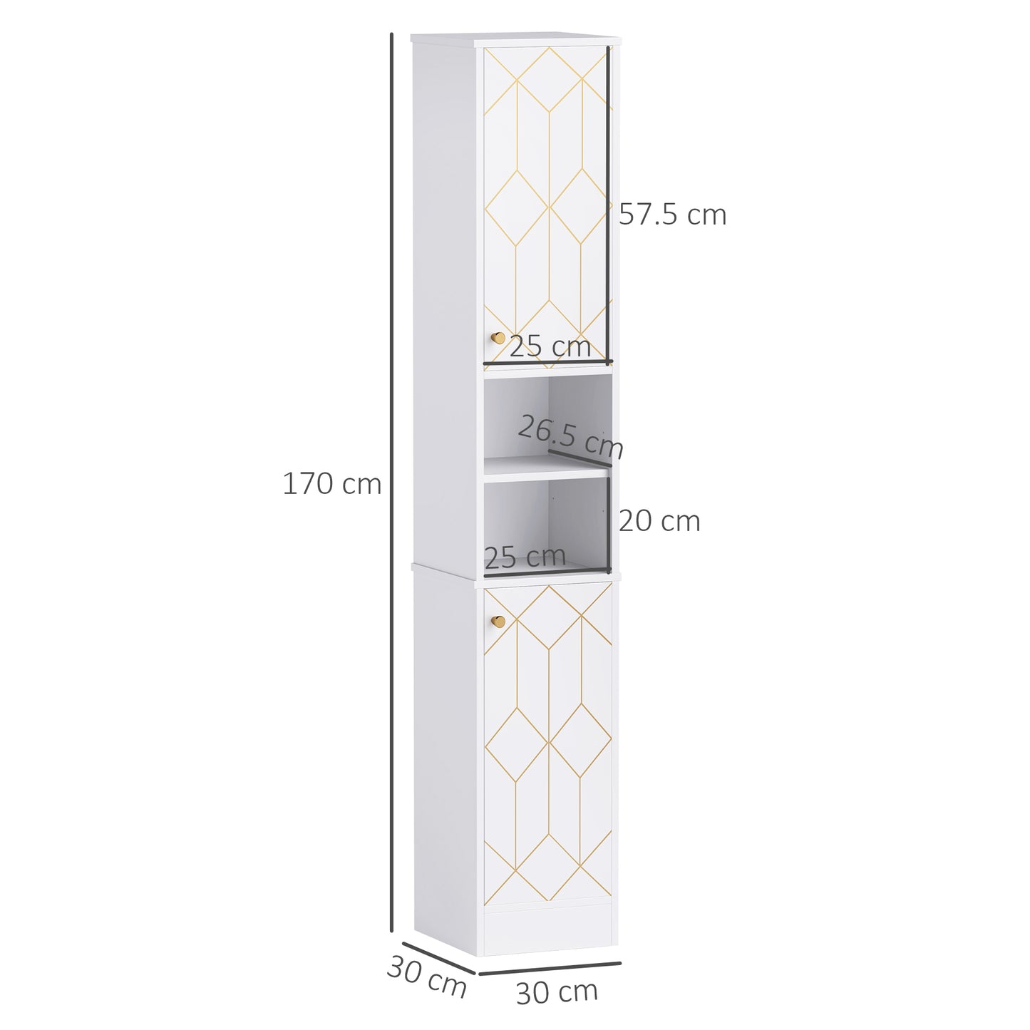 Tall Bathroom Storage Cabinet with Doors, Slim Bathroom Storage Unit with Adjustable Shelves