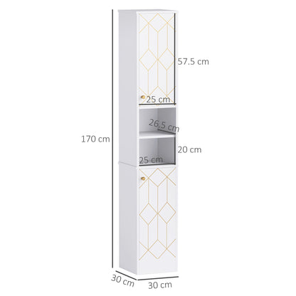 Tall Bathroom Storage Cabinet with Doors, Slim Bathroom Storage Unit with Adjustable Shelves