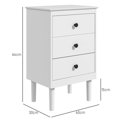 Set of Two Three-Drawer Bedside Tables - White