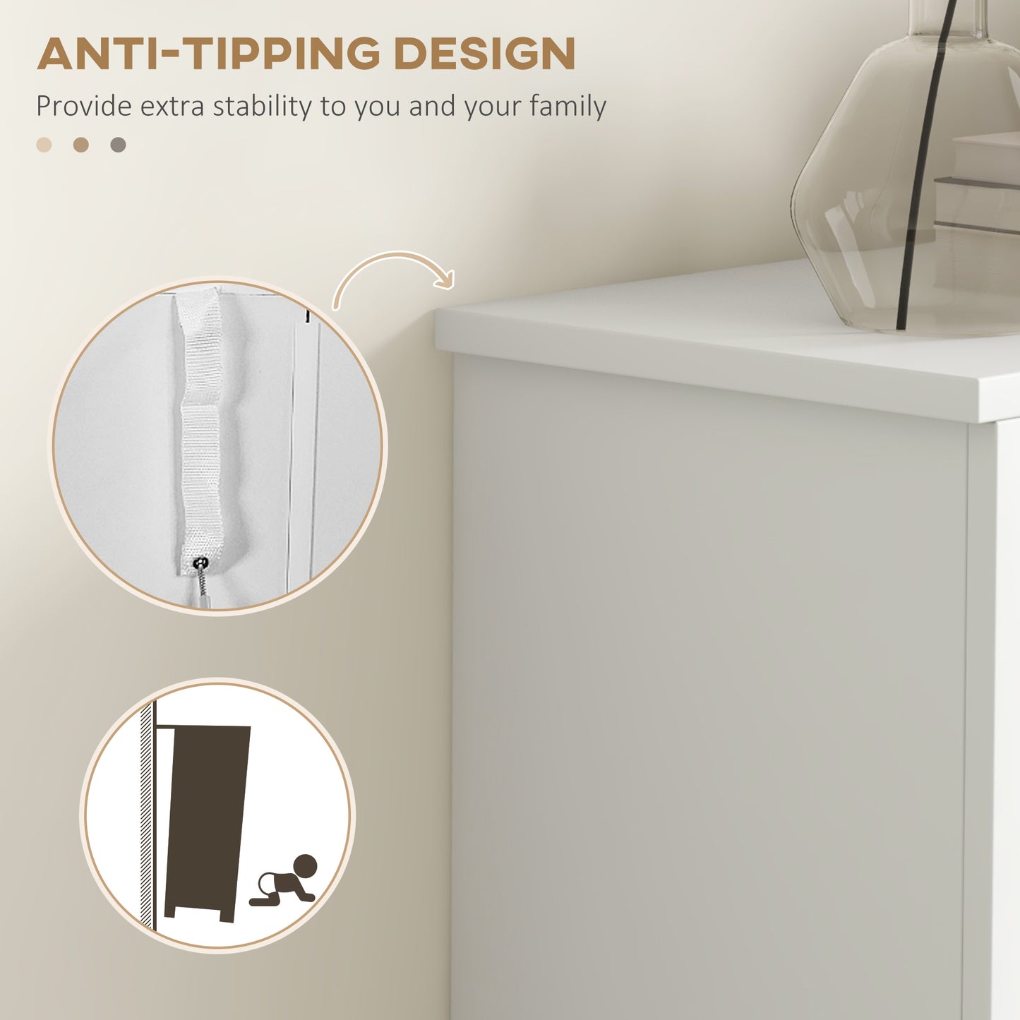 Modern Shoe Cabinet with 2 Flip Drawers and Adjustable Shelves, Narrow Shoe Storage Cabinet with Open Compartment