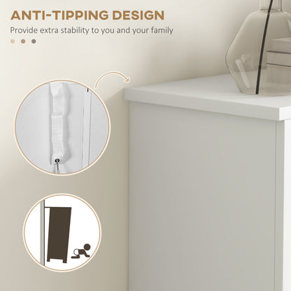 Modern Shoe Cabinet with 2 Flip Drawers and Adjustable Shelves, Narrow Shoe Storage Cabinet with Open Compartment