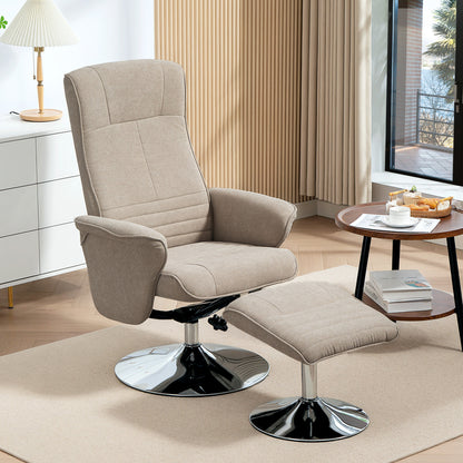Swivel Recliner Chair with Footstool, Velvet Recliner Armchair with Ottoman, Steel Base