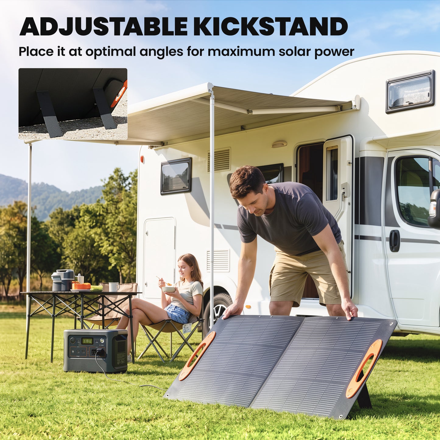 100W Portable Solar Panel, Foldable Solar Charger with USB-A & USB-C Fast Charging Output