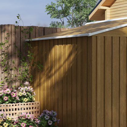 8 x 6ft Galvanised Steel Shed, with Double Door - Brown