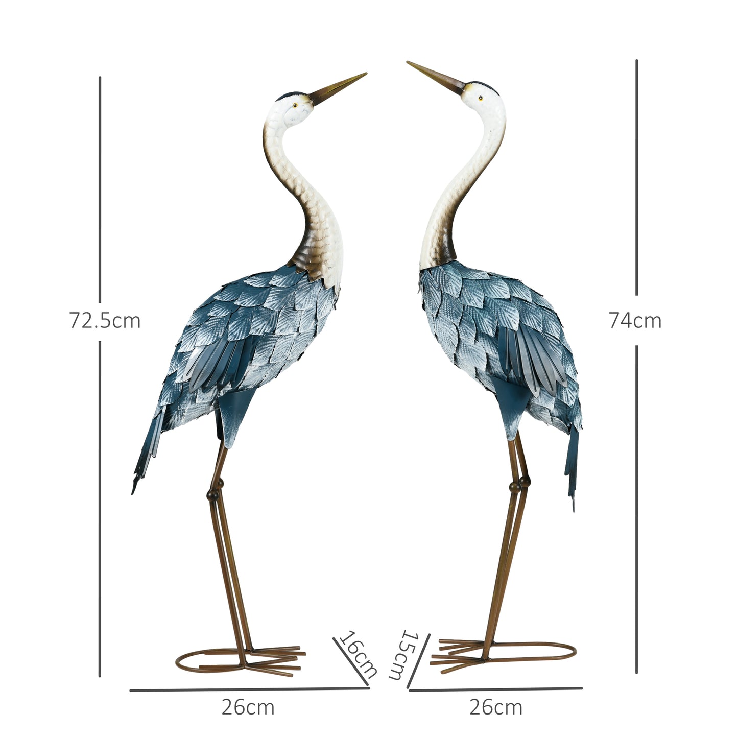 Crane Garden Ornaments, 2 PCS Steel Garden Statue Set Gifts