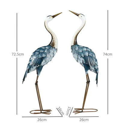 Crane Garden Ornaments, 2 PCS Steel Garden Statue Set Gifts