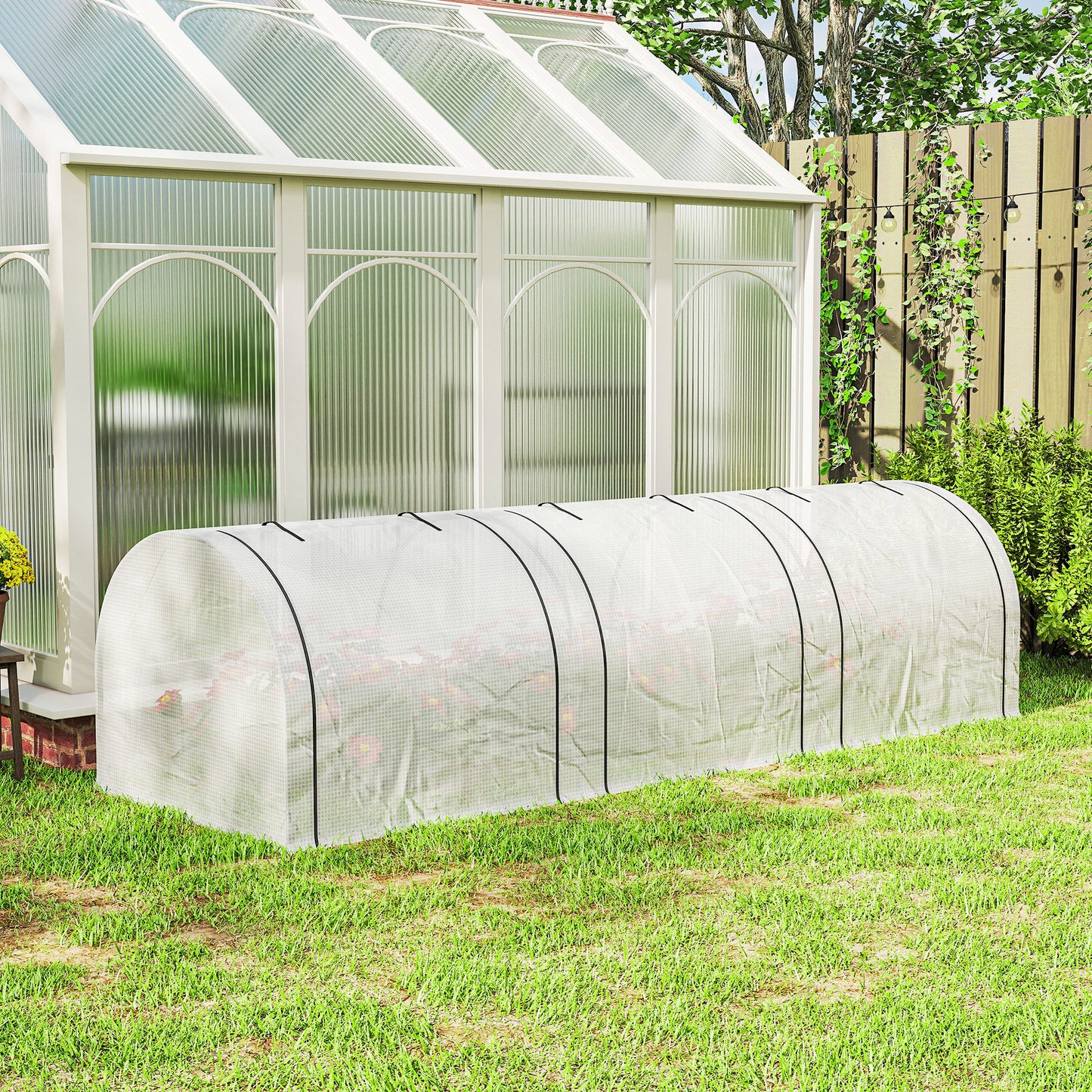 295 x 100 cm Low Tunnel Greenhouse - White