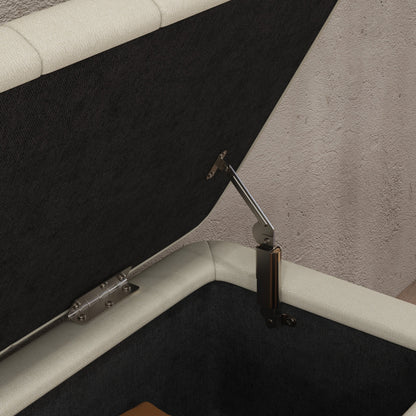 Linen-Look 92 x 31cm Storage Ottoman - Cream White