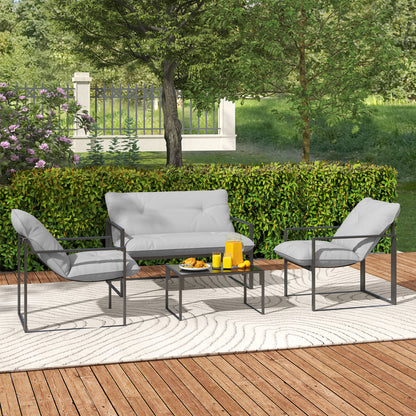 Four-Piece Relaxed Back Garden Dining Set - Black/Light Grey