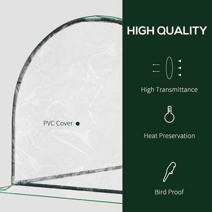 Tunnel Greenhouse Green Grow House for Garden Outdoor, Steel Frame, PVC Cover, Transparent, 200 x 100 x 80cm